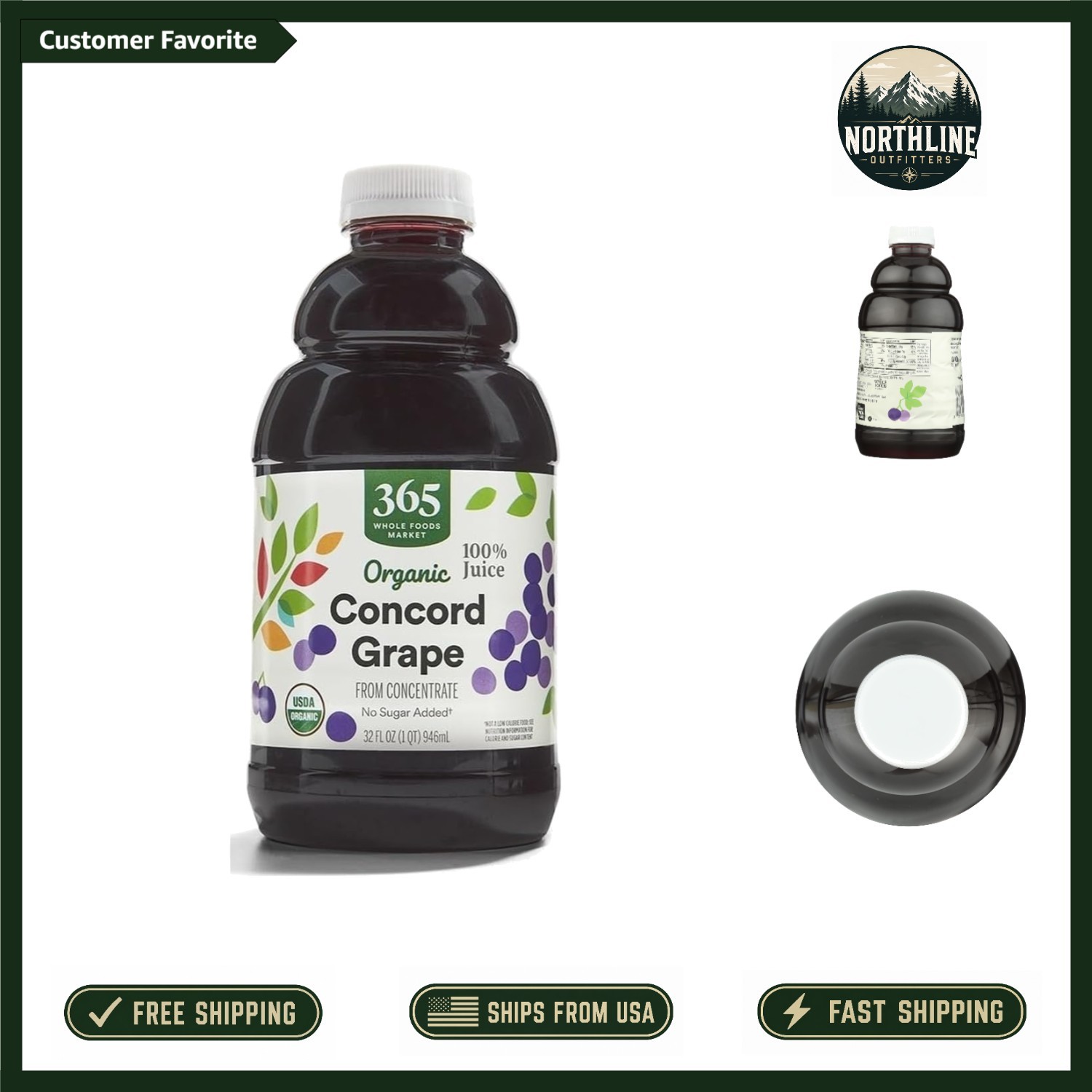 Delicious Organic 100% Concord Grape Juice in 32 fl oz Bottle, -Friendly gallery