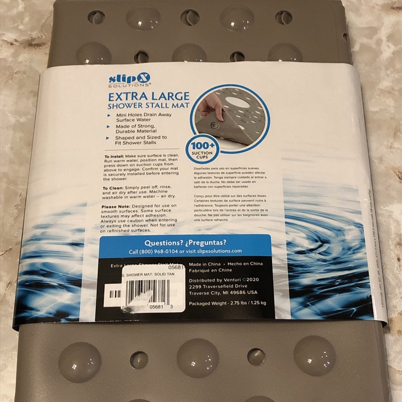SlipX Solutions Solid Tan Extra Large Shower Stall Mat 27" x 27” New gallery
