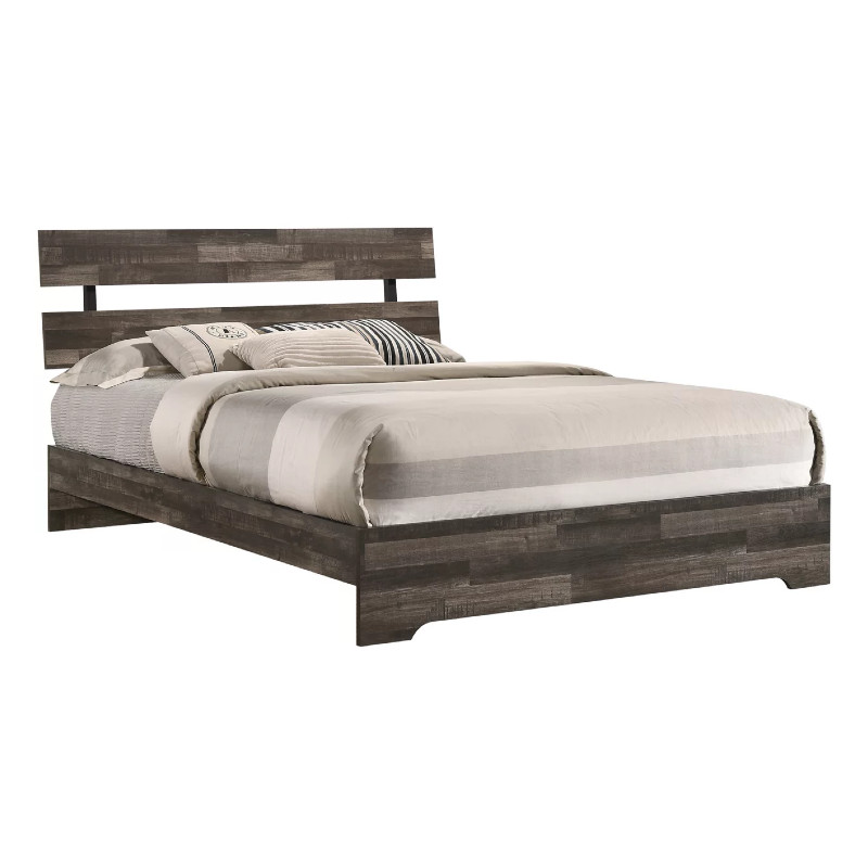 NEW 4PC Queen King Full Twin Modern Rustic Bedroom Set Walnut Brown Bed/D/M/N gallery