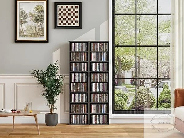 CD Storage Tower, 8-Tier CD Cabinet with Adjustable Shelves DVD Stand Tower gallery
