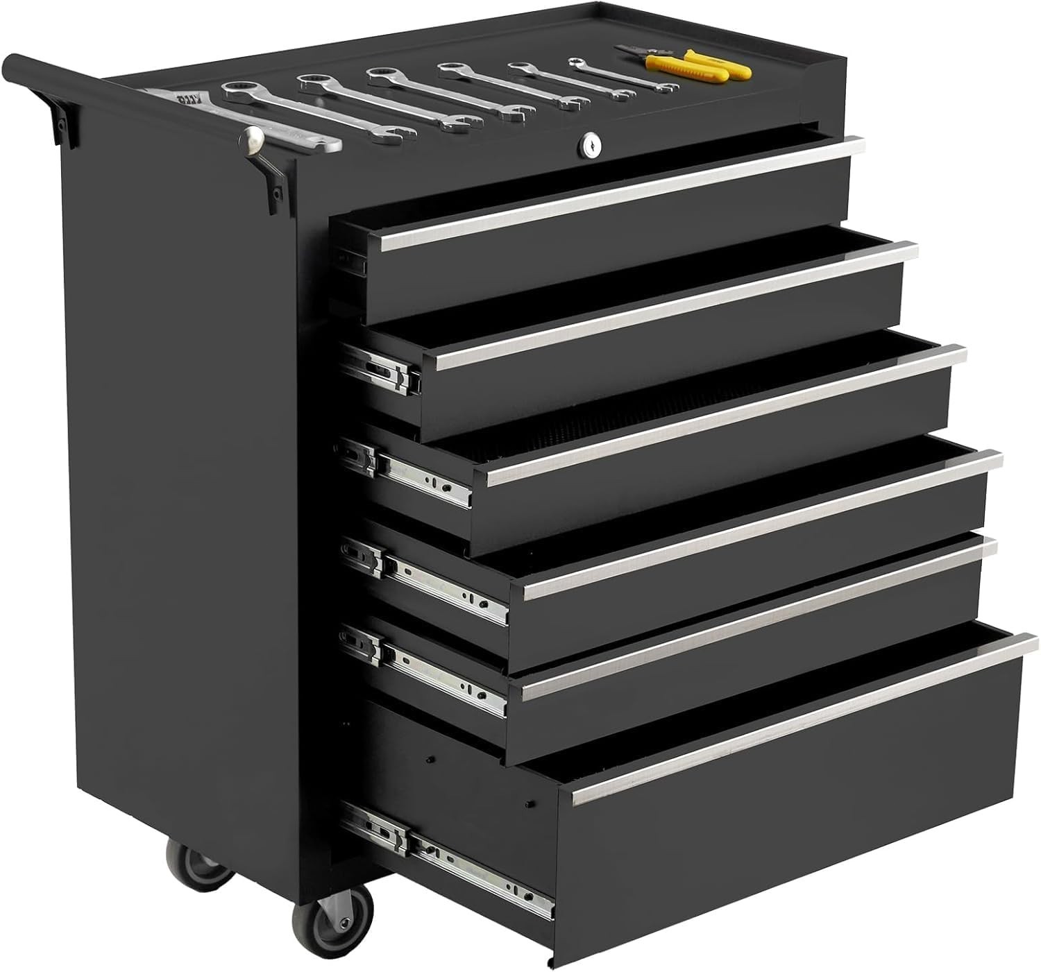 6 Drawer Rolling Tool Chest, Heavy Duty Steel Tool Storage Cabinet with Lock gallery