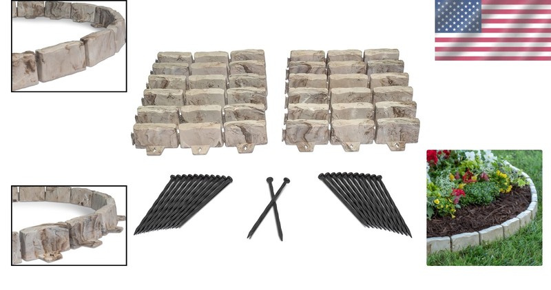Flexible 15ft No-Dig Landscape Edging Kit for Stylish Garden Borders, Brown gallery