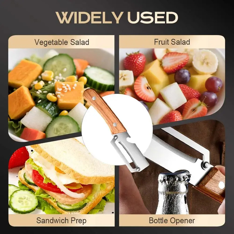 2 PCS 3-in-1 Multifunctional Vegetable Peeler with Wooden Handle,Julienne Slicer gallery