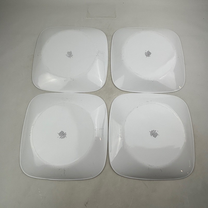 Corelle Simple Lines Square Luncheon Plates Set of 4 White Black 9" Salad gallery