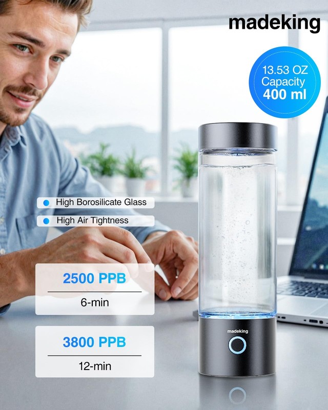 Hydrogen Water Generator Bottle - 400ml Rechargeable Ionizer, Portable Hydrog... gallery