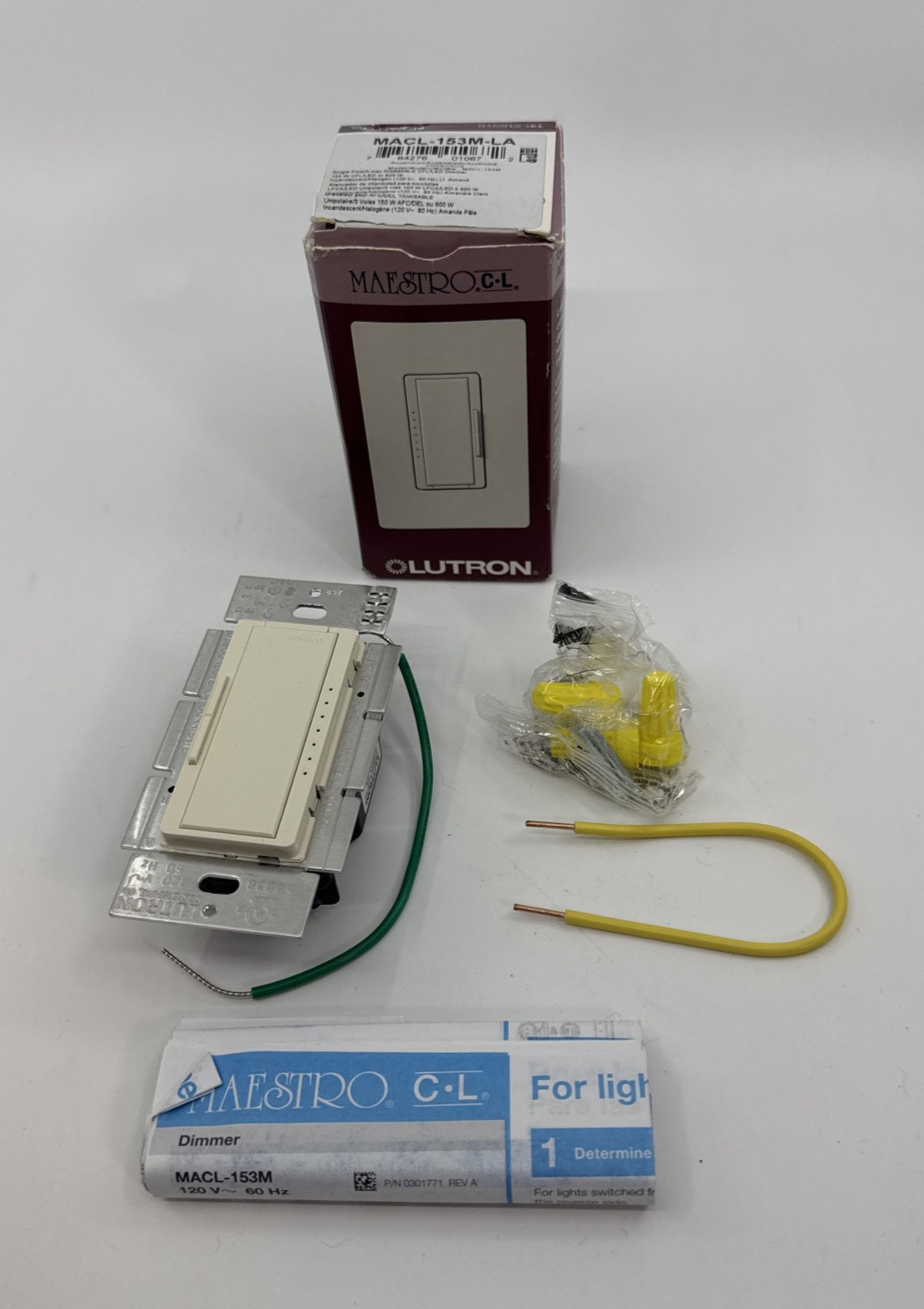Lutron Maestro CL Dimmable CFL/LED Dimmer Light Almond MACL-153M-LA NEW Single gallery