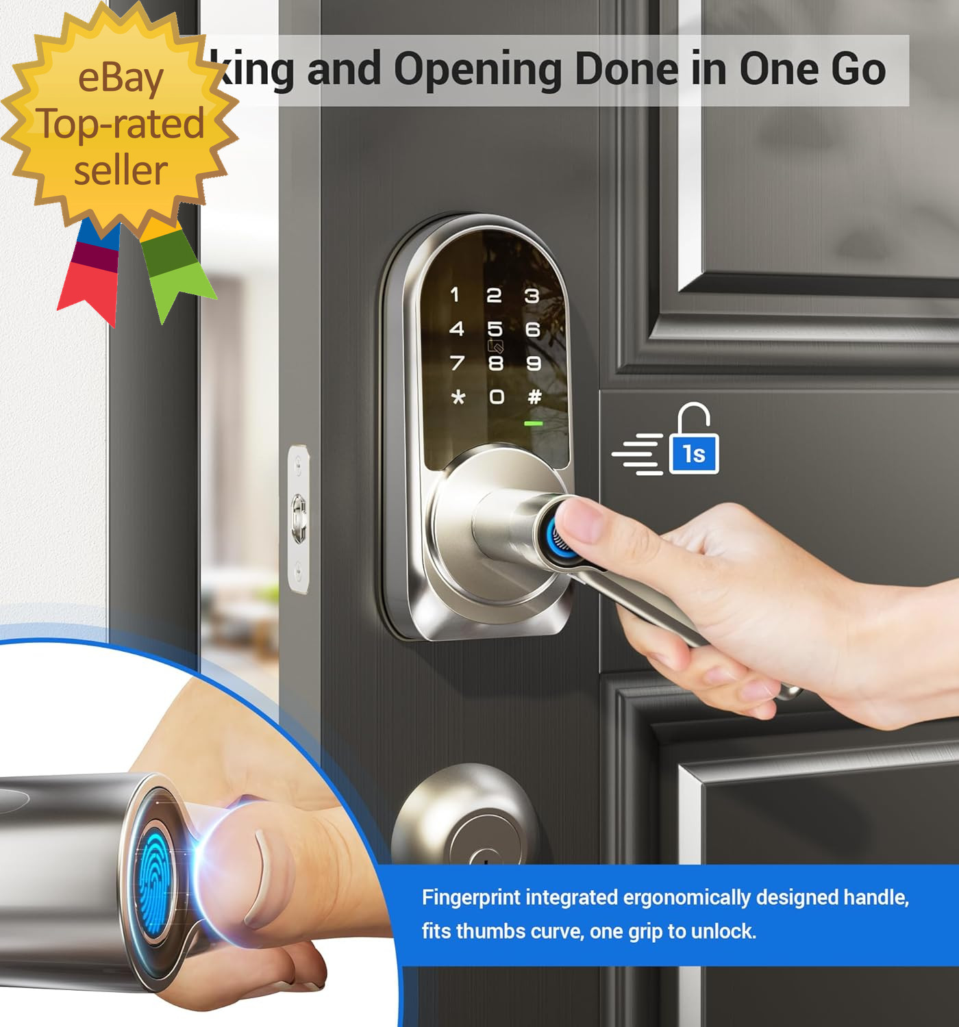 RZ09 Smart Lock 7-In-1 Keyless Entry with Handle Set APP Control gallery