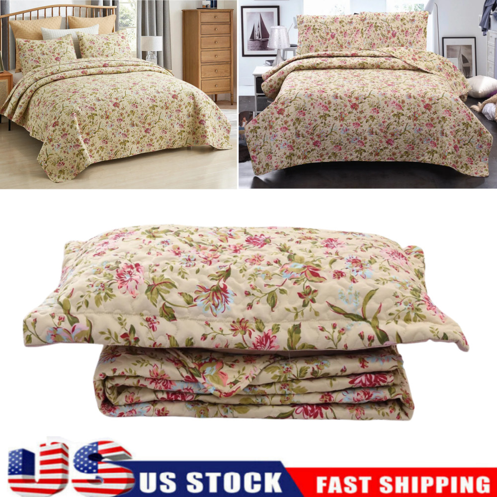 3Piece Vintage Quilt Set Lightweight Bedspread & 2 Matching Pillow shams Bedding gallery