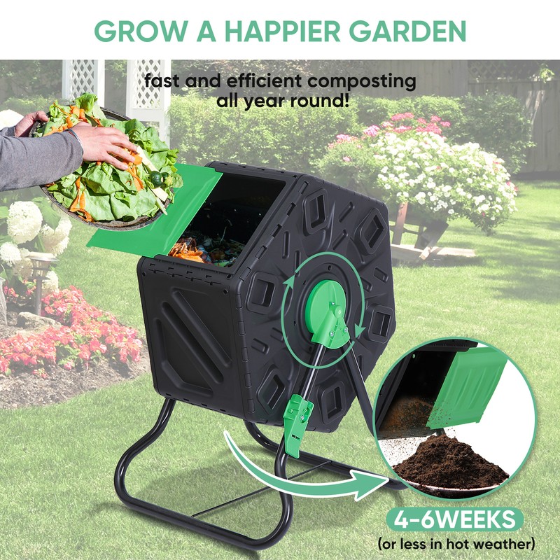 18.5 Gal Compost Bin Compost Tumbler Single Chamber Composter Outdoor Garden gallery