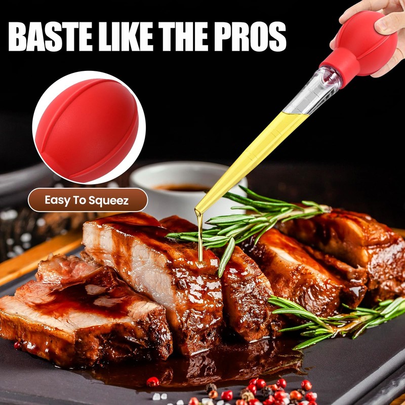 OLESBUR Premium Turkey Basters for Cooking – Baster Syringe Large, Red gallery