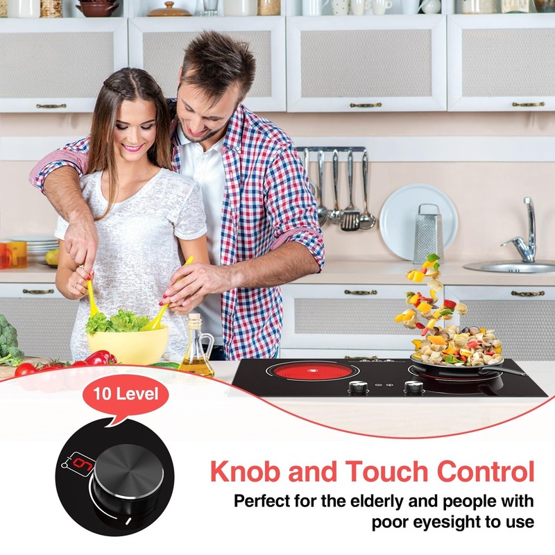 Protable Electric Radiant Cooktop 24" Electric Stove 2 Burner Hot Plate 4000W gallery