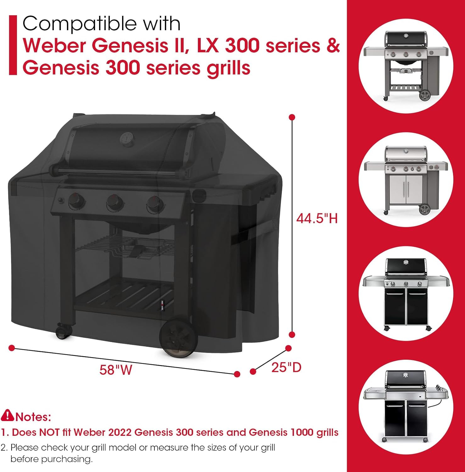 58 Inch Grill Cover for Weber Genesis II, LX 300 Series and Genesis 300 Series G gallery
