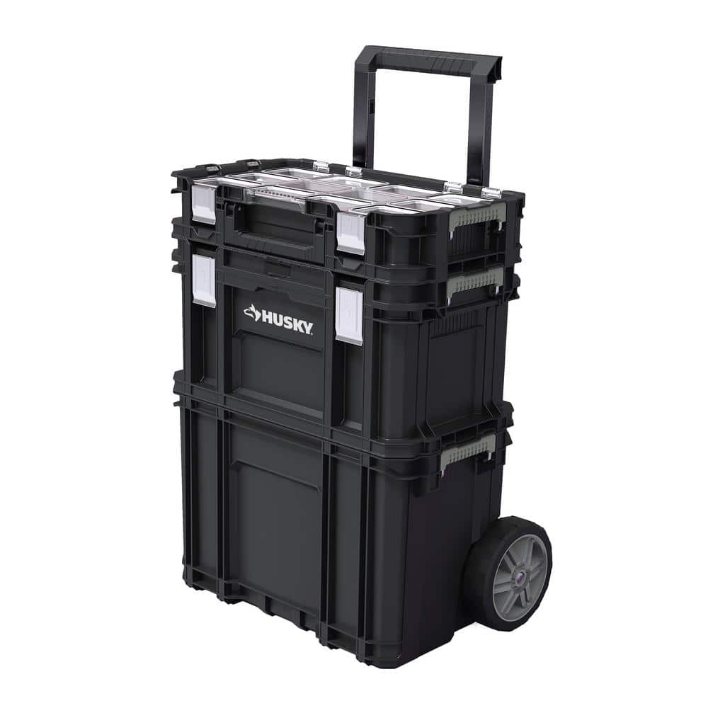 22 in. Husky Portable Rolling Tool Box on Wheels Cart Part Organizer Storage Bin gallery