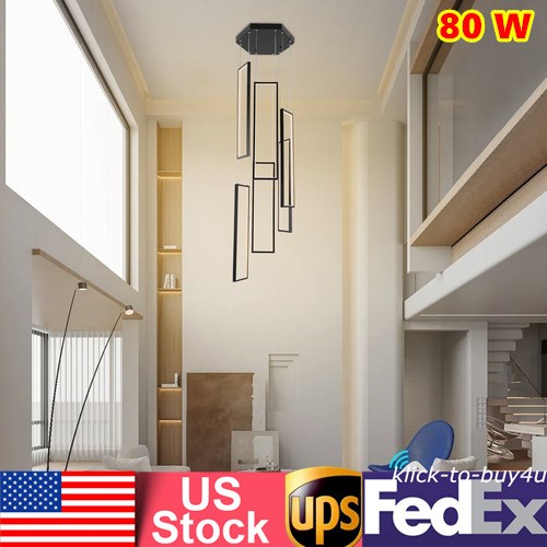 6 Head Black Chandelier, Modern Ceiling Light Pendant Lamp Fixtures Square Shape gallery