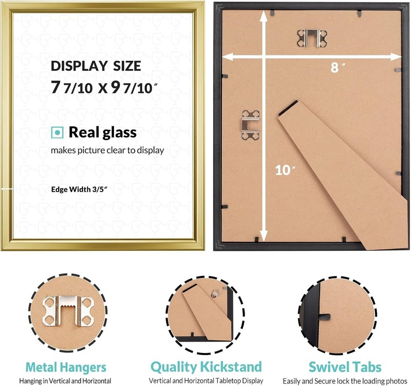 Elegant 8x10 Gold Frames - Wall Mount & Tabletop Display gallery
