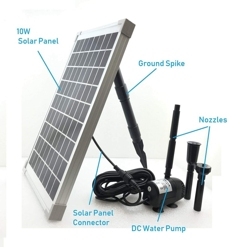 AEO Solar Water Pump KIT: DC Brushless 196GpH Water Pump w/ 10W Solar Panel gallery