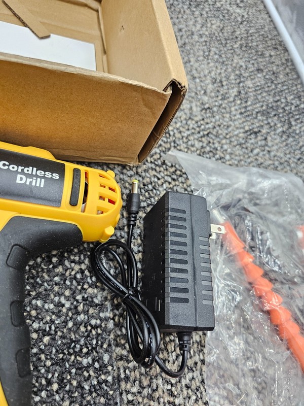 Power Tool Compact Cordless Drill With Battery And Charger, Black & Yellow gallery