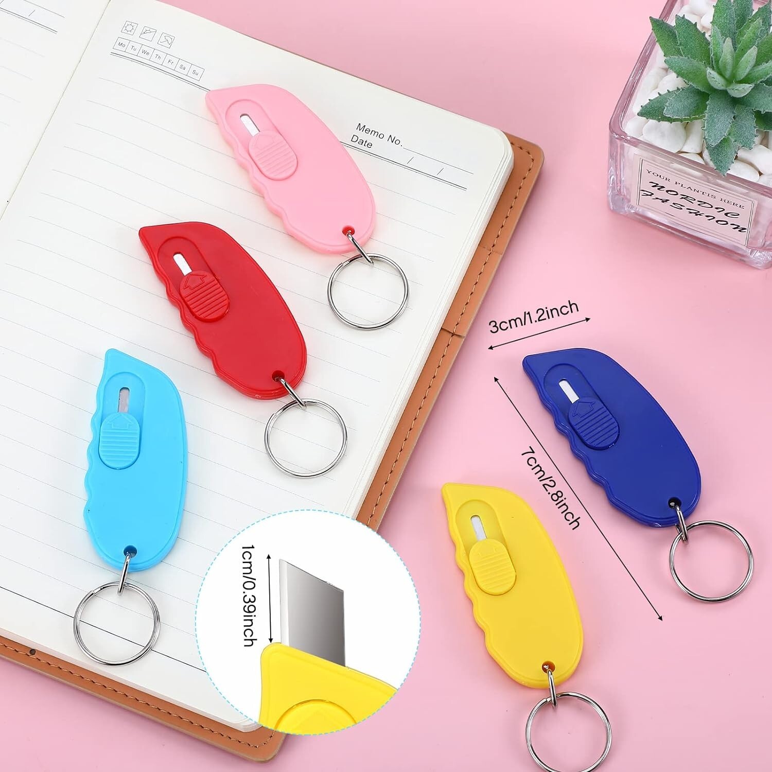 12 Pack Mini Box Cutter Portable Mini Keychain Box Cutter with Auto Retractable gallery