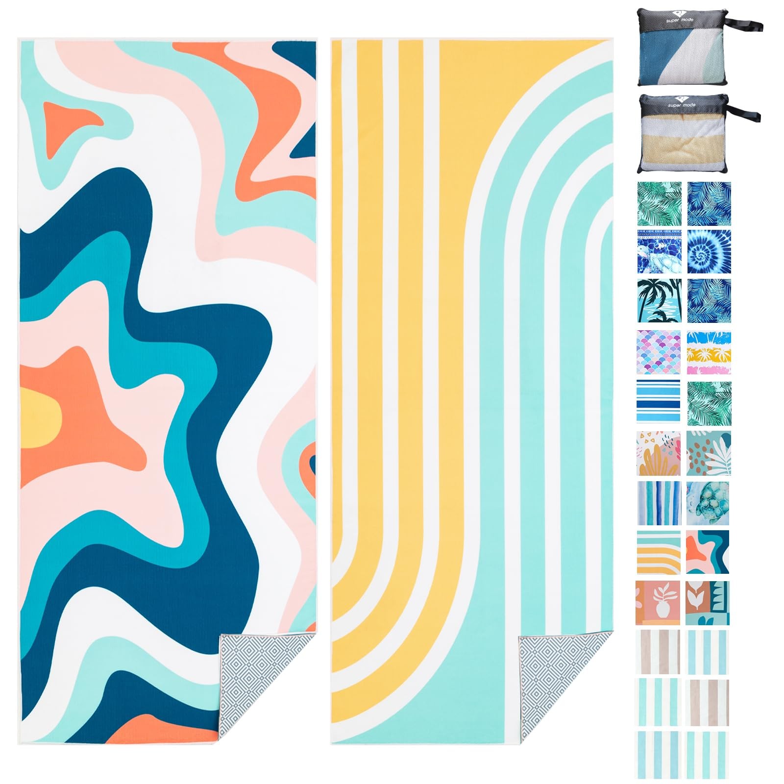 2 PCS 75x35 Inch Quick Dry Microfiber Beach Towels Oversized Lightweight Swim gallery
