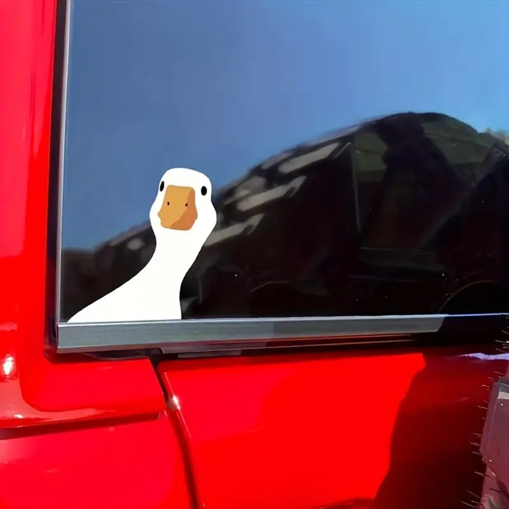 2 Pcs Cartoon Goose Self-Adhesive Sticker, Animal Theme Rear Vehicle Decoration gallery