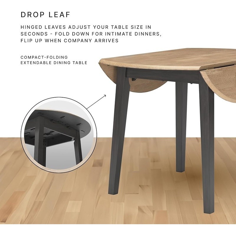 Round Drop Leaf Dining Table Rustic Furniture Small Space Kitchen Table Seats 4 gallery