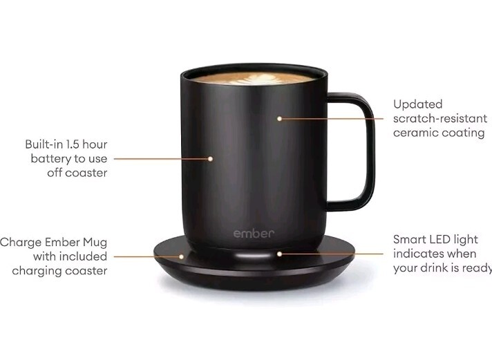 Ember Temperature Control Smart Mug 2 - 10oz Black App Enabled Heated Coffee Cup gallery