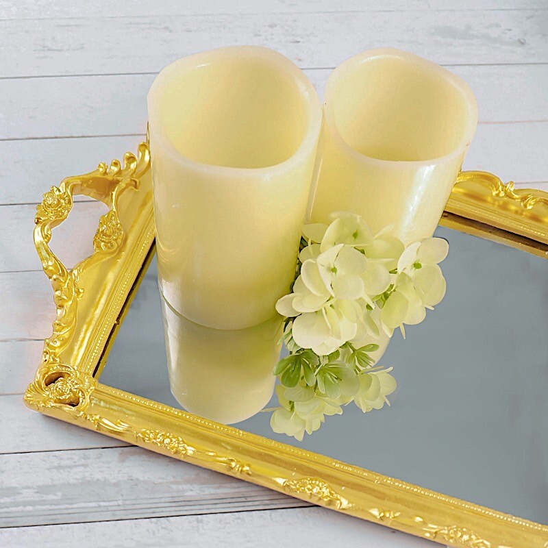 15x10" Metallic Rectangle Mirror SERVING TRAY Handles Party Event Tableware gallery
