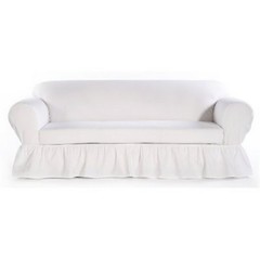 All Cotton 2-piece Ruffled Sofa Couch or Loveseat or Chair Slip cover + Cushion