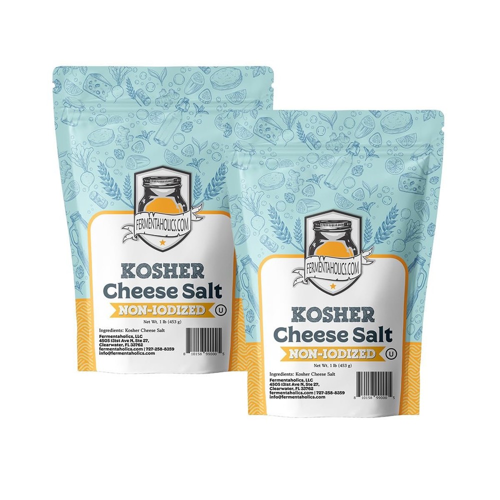 Fermentaholics 2 Pack Kosher Cheese Salt | Fine Grain Flaked Salt for...