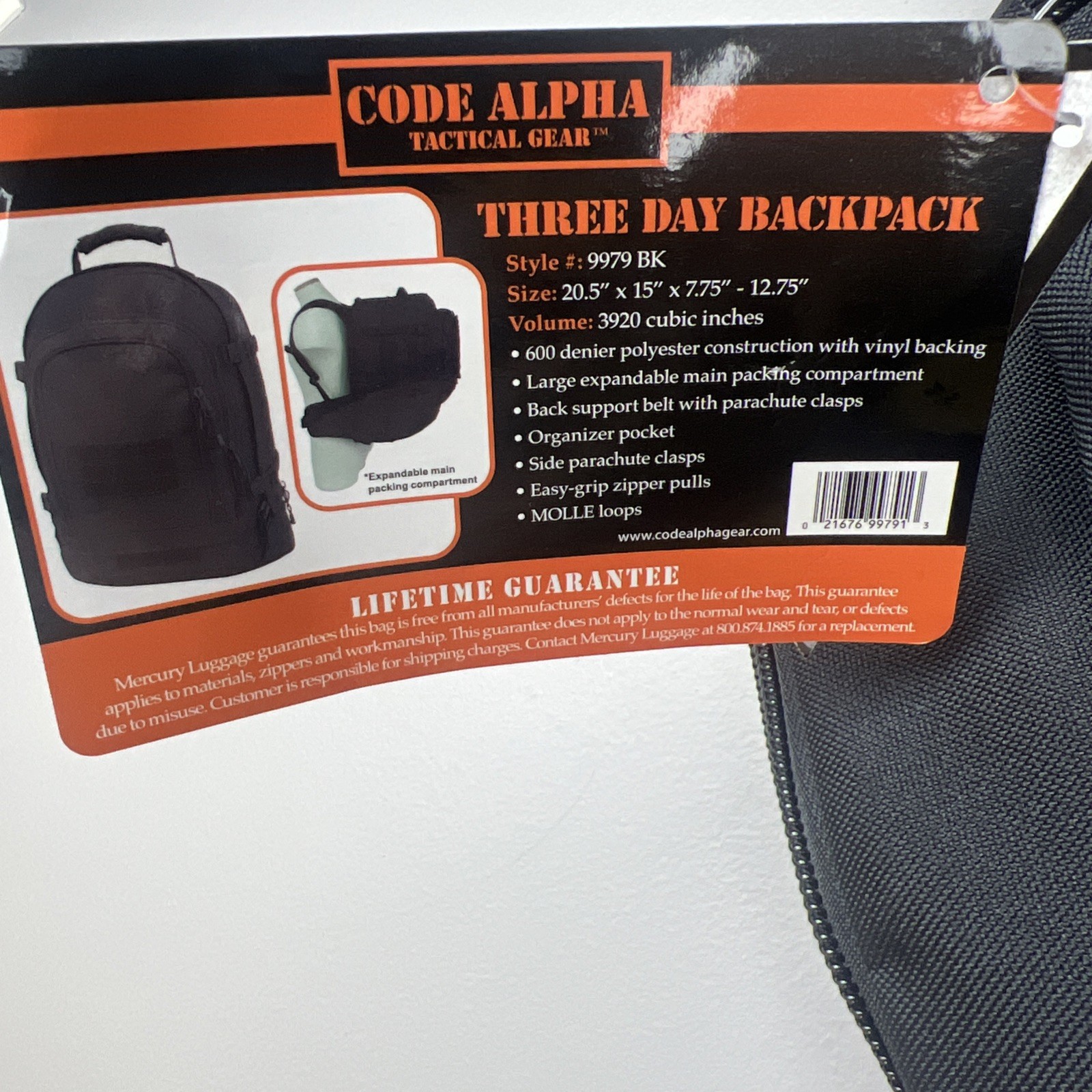 Code Alpha Tactical Gear Three Day Backpack, Black, MRCT9979-BK 3