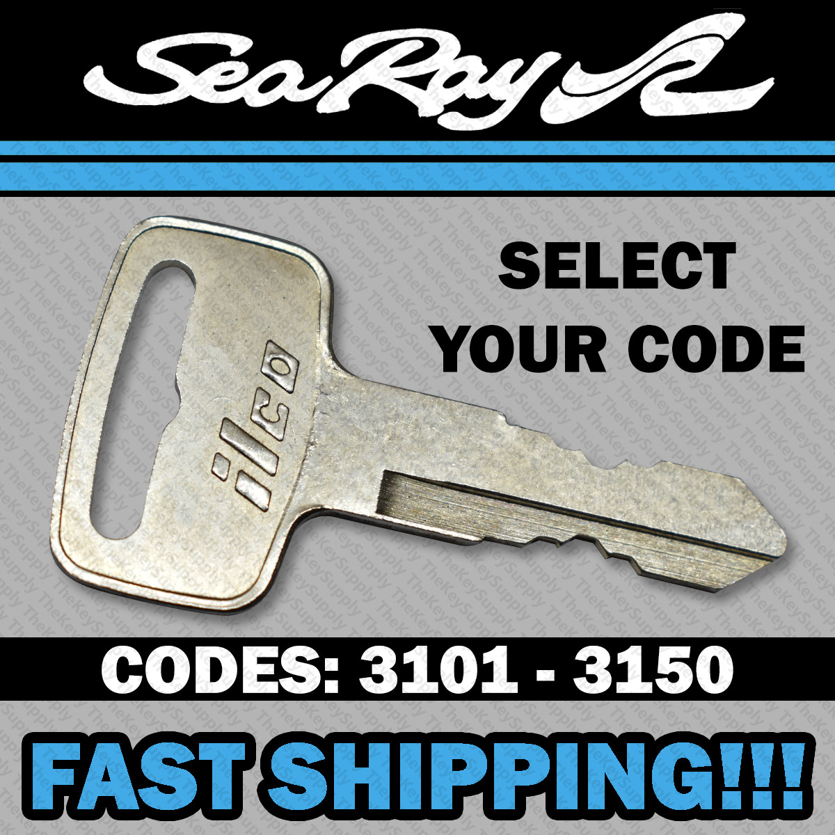 Sea Ray Boat Replacement Key Cut to Code 3101 - 3150 gallery
