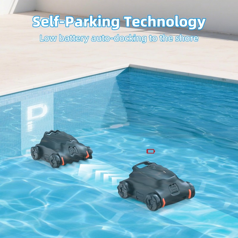 Cordless Robotic Pool Vacuum for Above Ground Pools, 180 Min Runtime, gallery