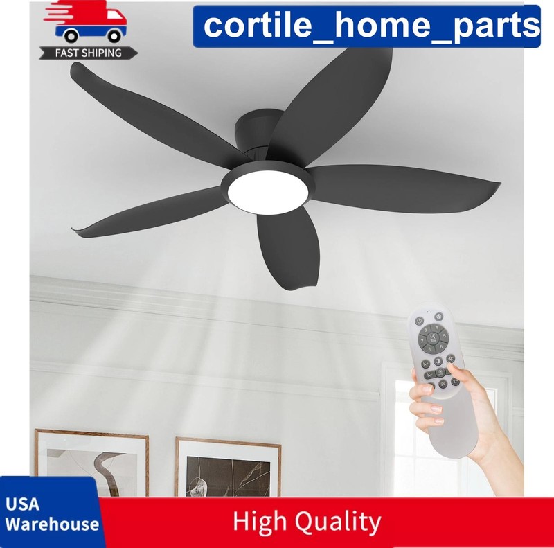 42'' Brushed Nickel Low Profile Ceiling Fan Light w/ Remote 6 Speed Dimable LED gallery
