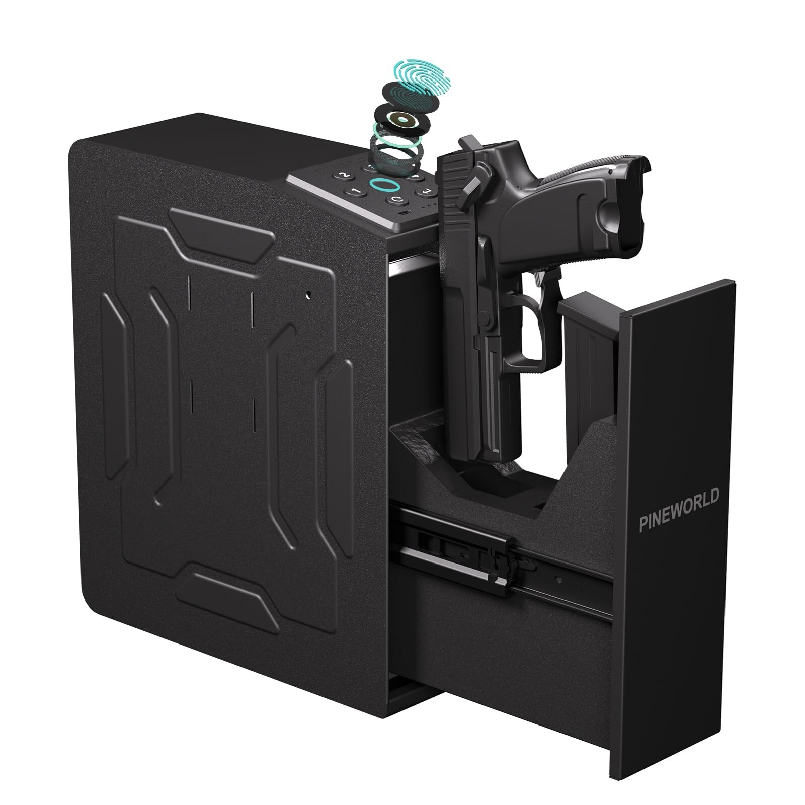 Gun Safe For Handgun, Biometric Slider Bedside Handgun Safe, Pistol Lock Case... gallery
