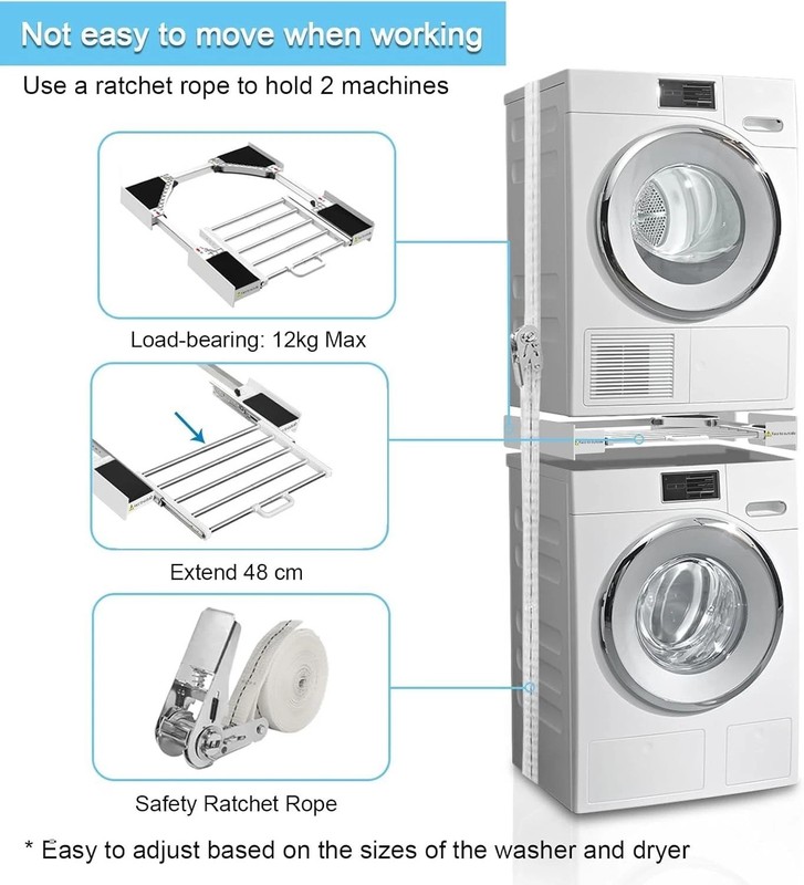 Adjustable 29" Stacking Kit for Washer Dryer, Pull-Out Rack gallery