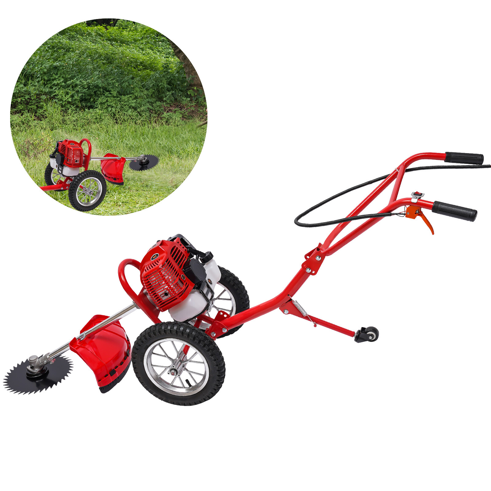 Hand Push Type Grass Cutter Lawn Mower Trimmer Gasoline Brush Cutting Machine gallery