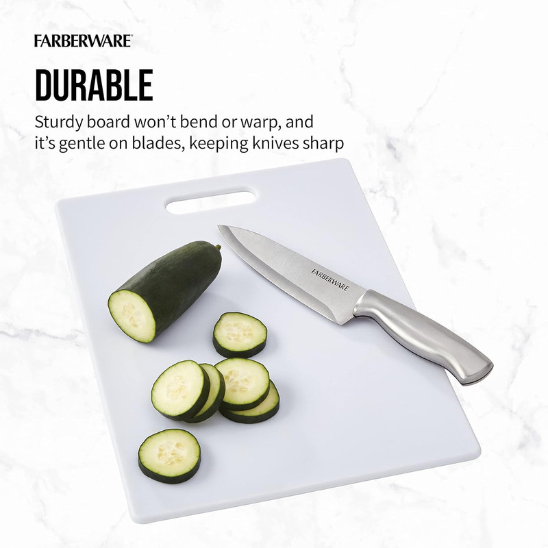 FARBERWARE Large Plastic Cutting Board, Dishwasher-Safe Kitchen Board, 11x14 gallery