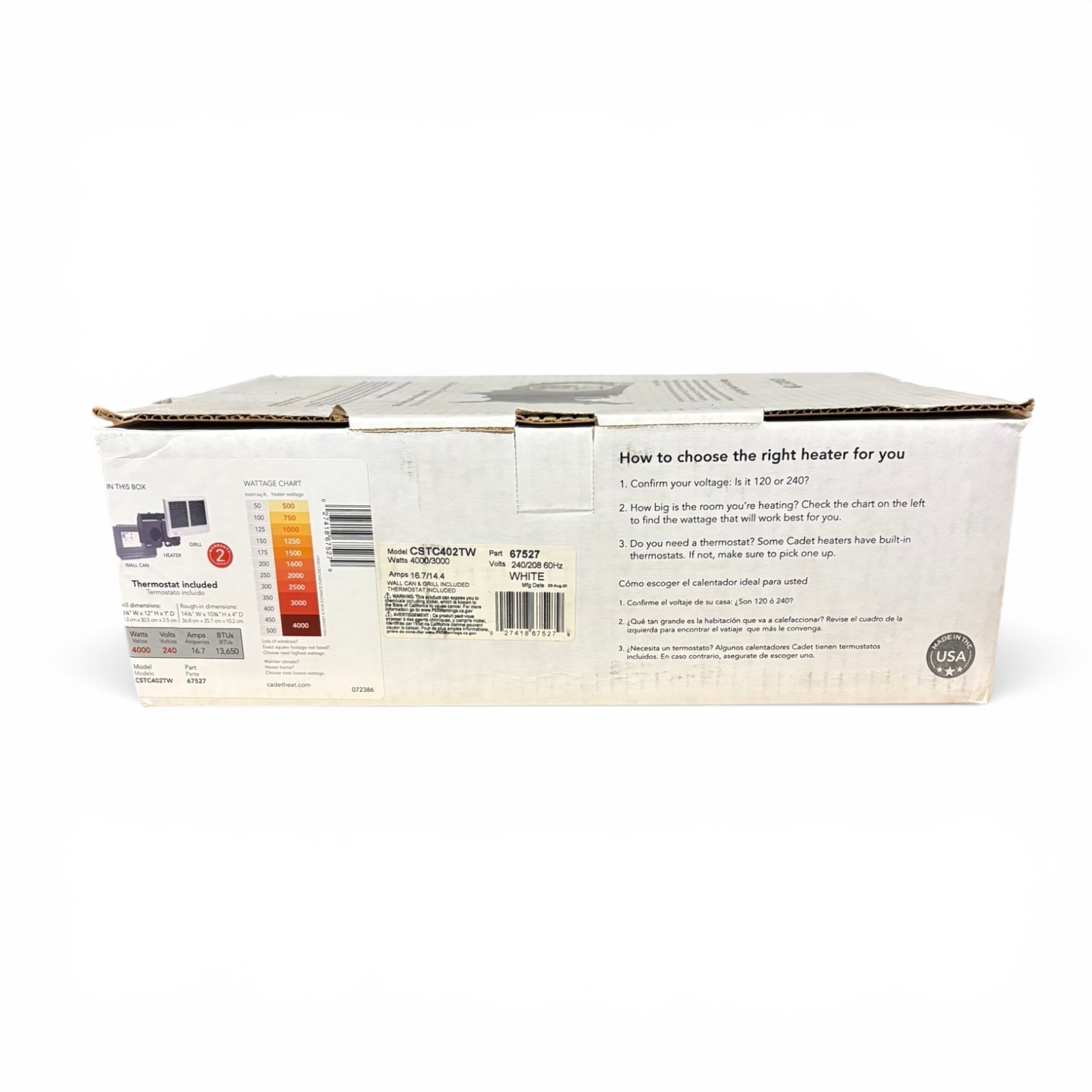 Cadet Com-Pak 4000W 240V Twin Complete Wall Heater with Thermostat, White 67527 gallery