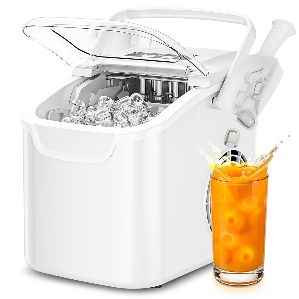 Portable Countertop Ice Maker Machine 26Lbs/24H 9 Cube Bullet Cubes Basket Scoop