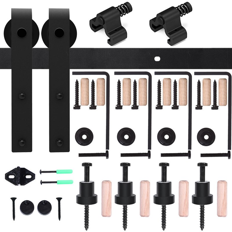 4FT-20FT Ceiling Mount Sliding Barn Door Hardware Track Bracket Kit for 1/2 Door gallery