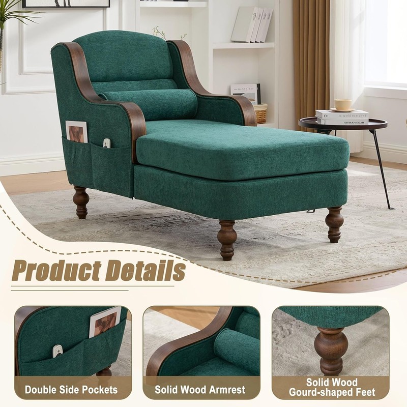 Oversized Chaise Lounge Indoor Solid Wood Frame Lazy Sleeper Armchair gallery