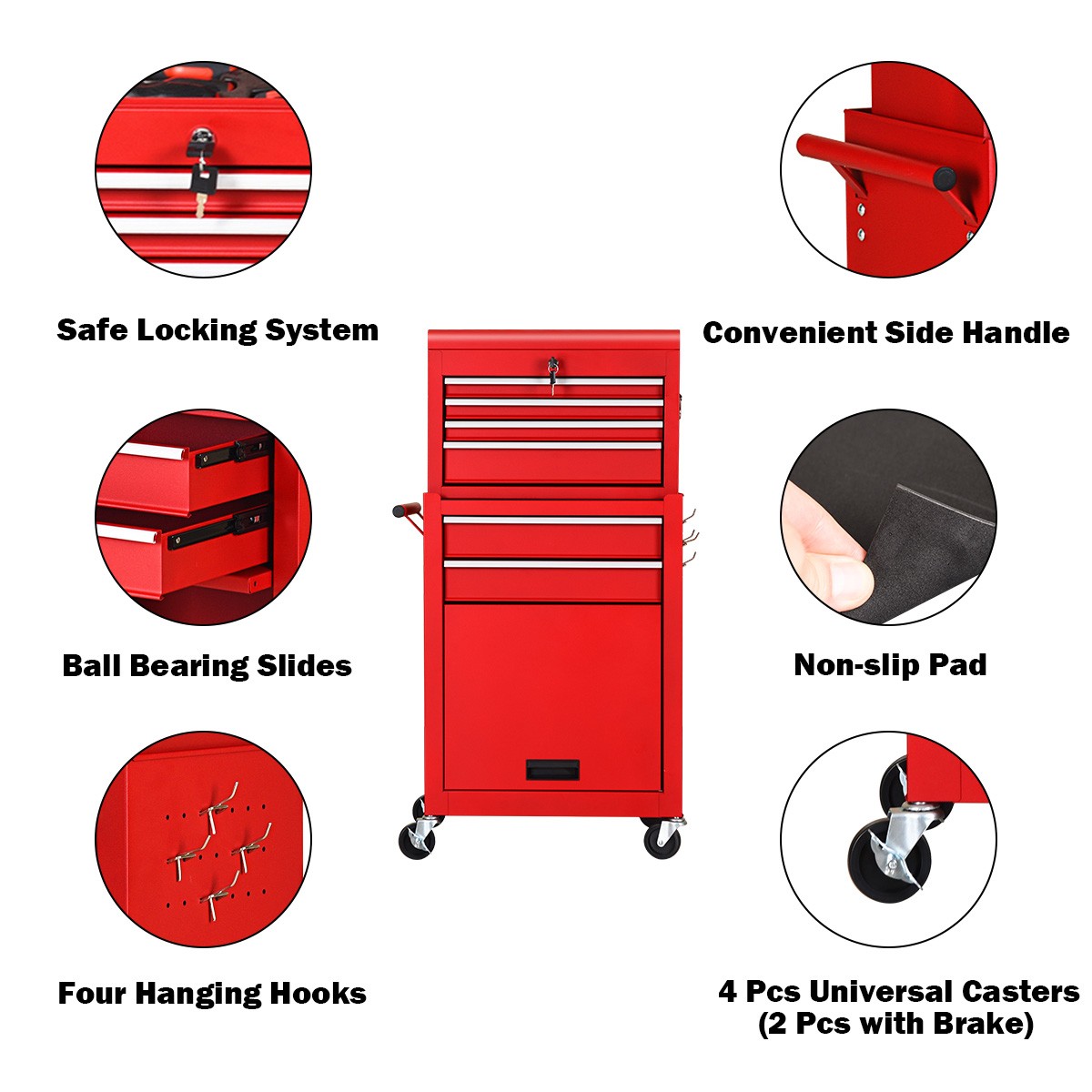 2 PCS Rolling Tool Cabinet Storage Chest Box Garage Box Organizer w/ 6 Drawers gallery