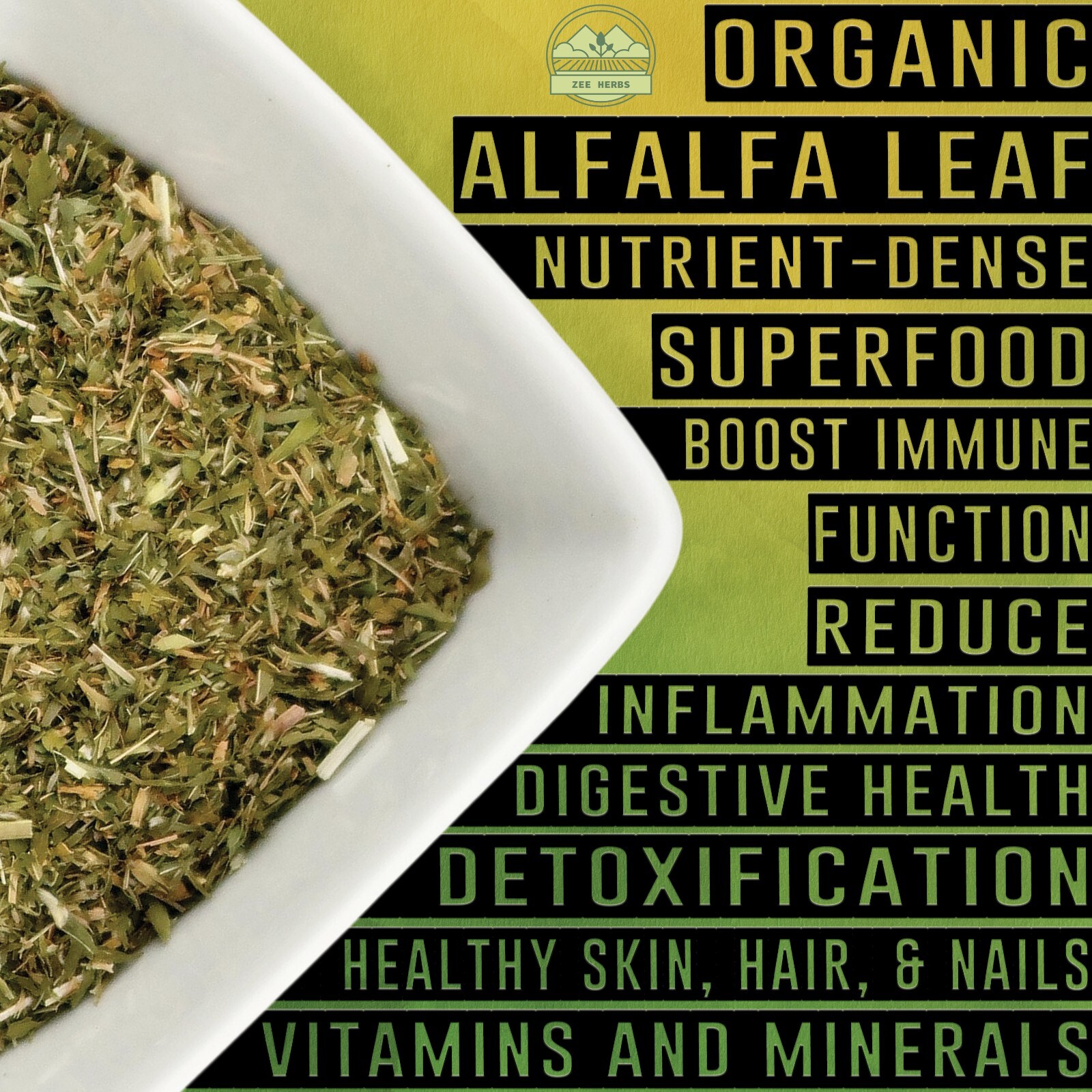 Organic Alfalfa Leaf 4 oz. (113g) Pack, USDA Certified Organic Alfalfa Leaf Herb gallery