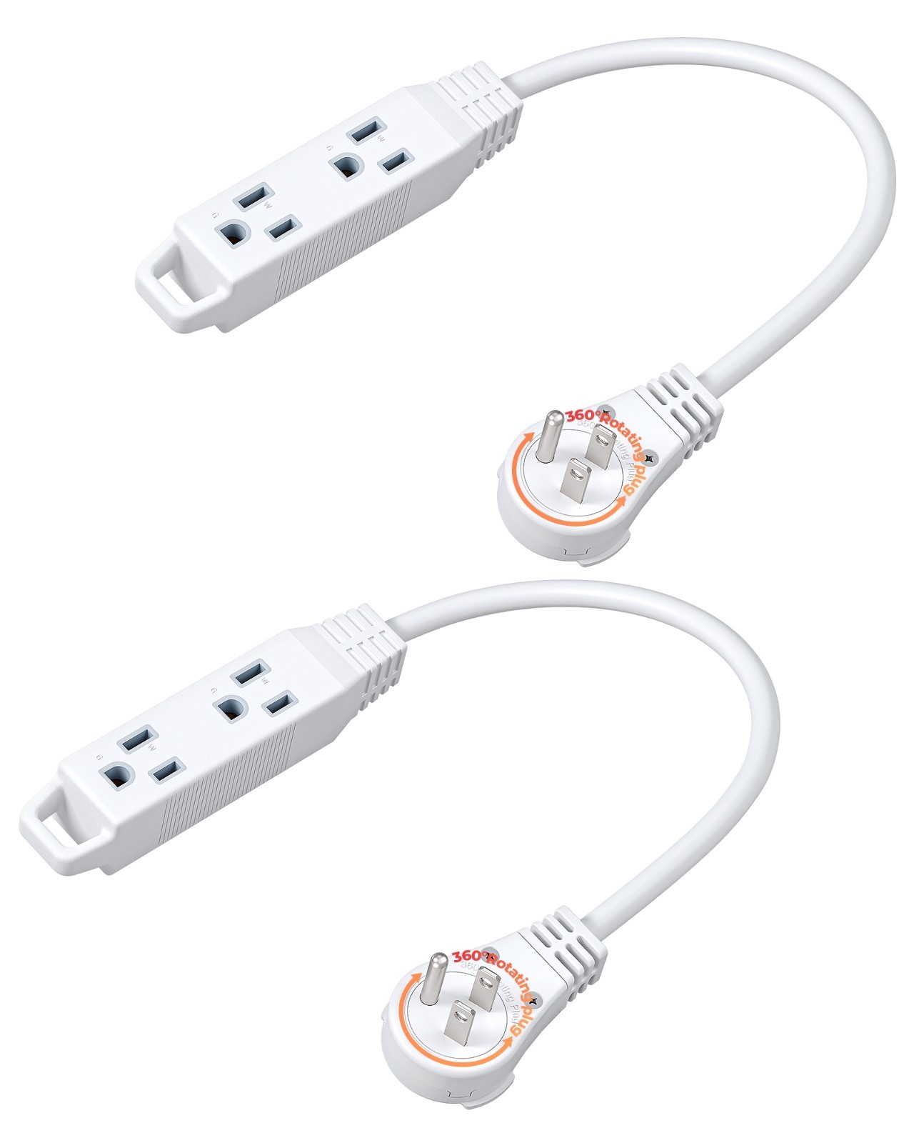 DEWENWILS 2-Pack 1FT Short Flat Plug Extension Cord 360° Rotating Power Strip gallery