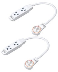 DEWENWILS 2-Pack 1FT Short Flat Plug Extension Cord 360° Rotating Power Strip