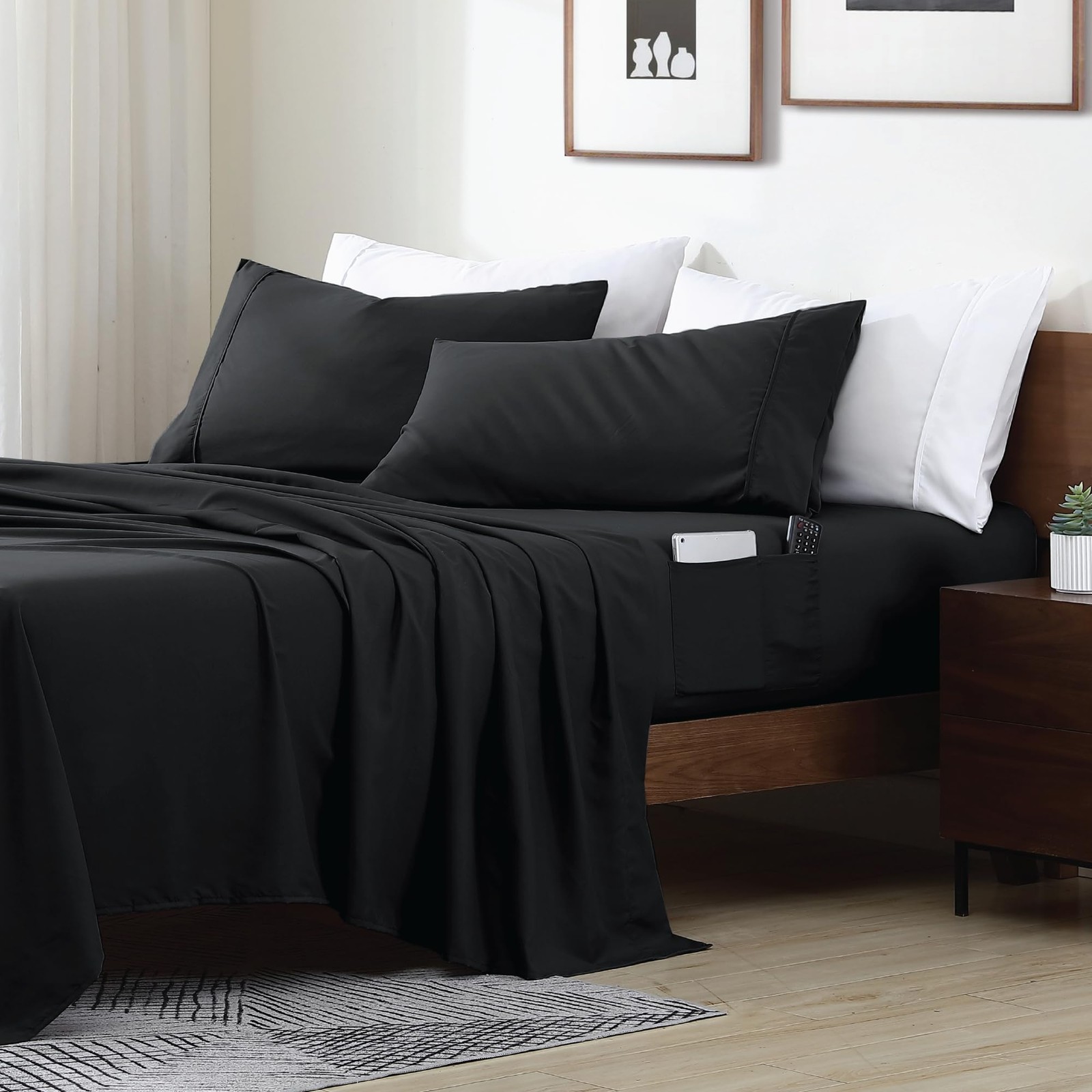 Swift Home Smart Sheets, Ultra Soft Brushed Microfiber 4-Piece Sheet Set, Fit... gallery