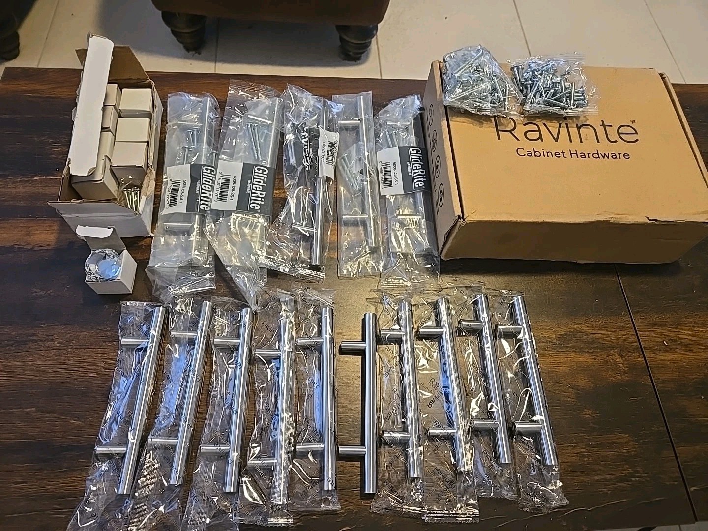 Lot 23 Assorted GlideRite 5 & 3" Center , 8 in. Long Stainless Steel Bar Pulls gallery