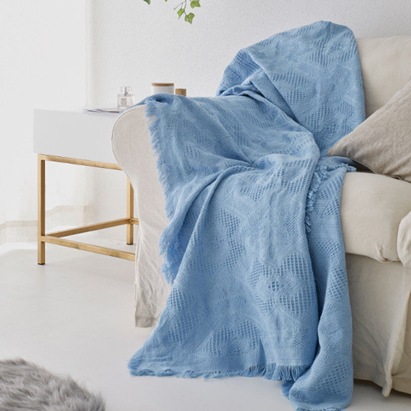 Plain Weave Fringed Blanket Cotton Throws Sofa Settee Bed Dust Cover Home Decor gallery