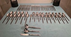 61 Pc Gorham HACIENDA Stainless Flatware Mid Century Black Accent