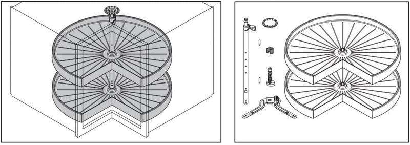 Hafele 2-Shelf Pie-Cut Door-Mounted Polymer Plastic Lazy Susan for Base Corner C gallery